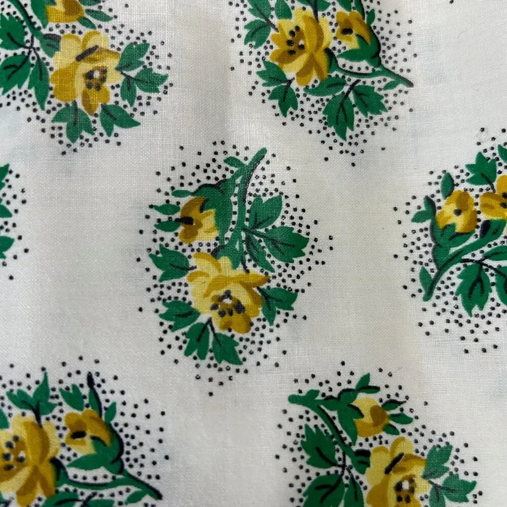 Polished Cotton Fabric Yellow Floral 4 Pieces‎ See Description for Measurements